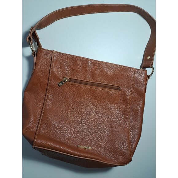 Montana West Select Pebbled Leather Hobo Shoulder Bag Purse Gold Hardware Brown - Picture 1 of 16
